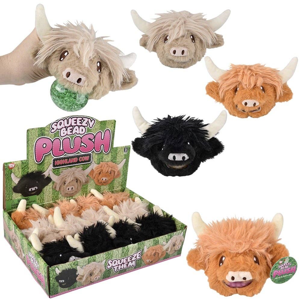 La Luna Bella - Toys - Vente Peluche – enfant et bébé - Boule en peluche Highland Cow Squeezy Bead de 3 po — LLB Toys0