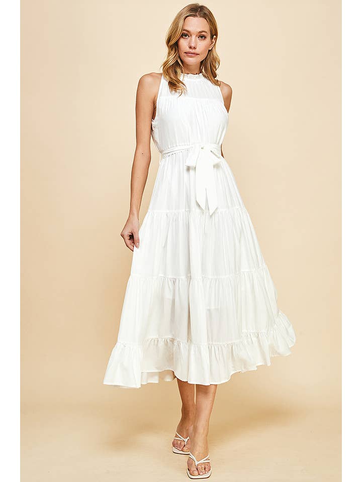 PINCH - Wholesale Dress - Women's - HALTER MIDI DRESS - WHITE