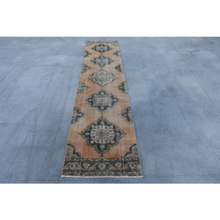 Tappeto Vintage Geometrico in Lana - Fatto a Mano Arancione e Crema per la vendita all'ingrosso da parte di Anatolia Loom