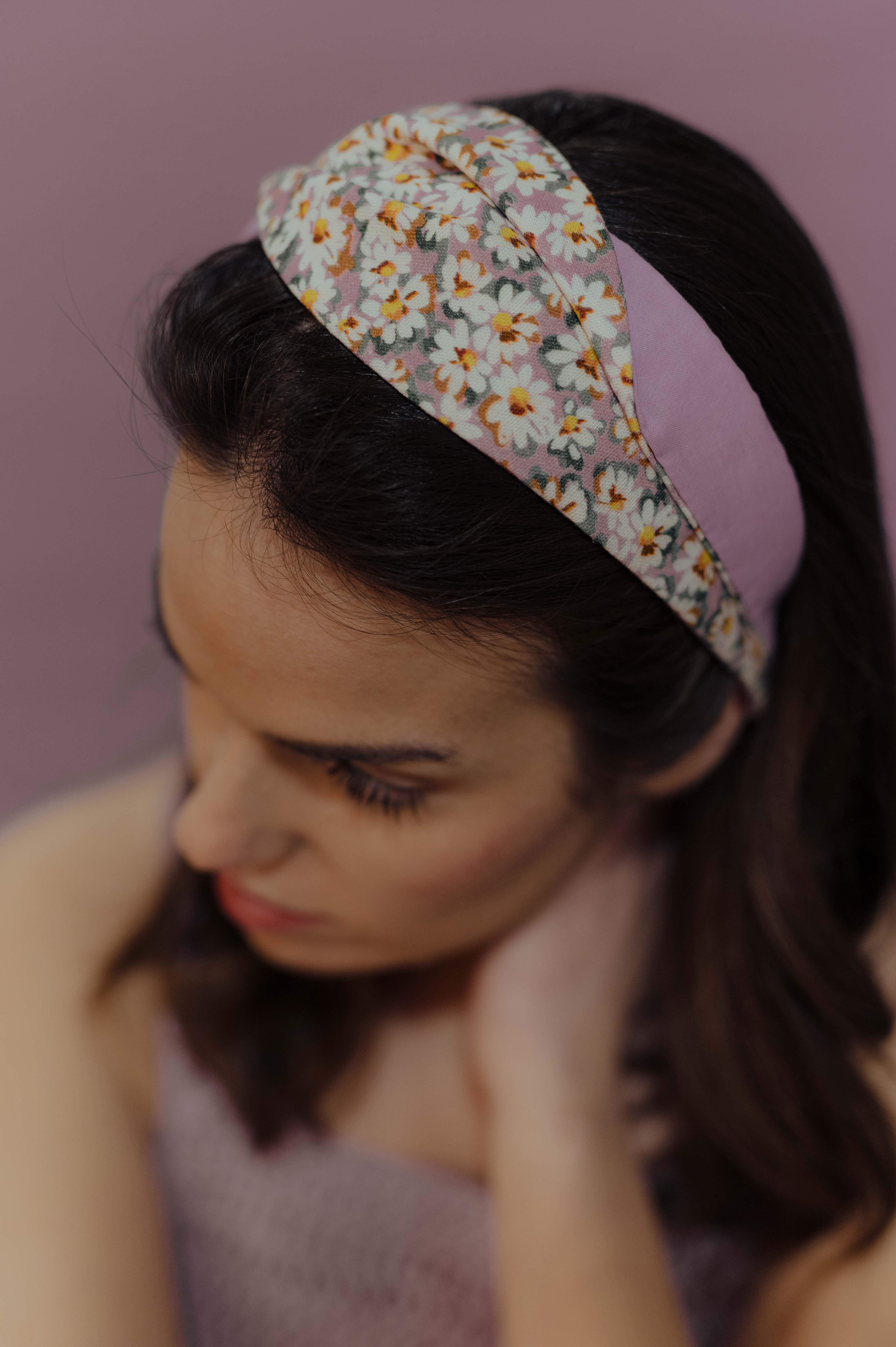 Nuevemi - Wholesale Fashion Headband - Women's - TURBAN HEADBAND MARGOT MAUVE FLOWERS1