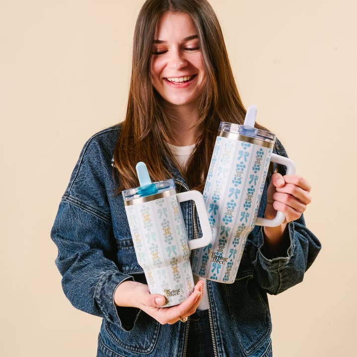 The Darling Effect - Wholesale Insulated Mug/Tumbler - 40 oz Lifestyle Flip Straw Tumbler-Oh So Fancy Blue2