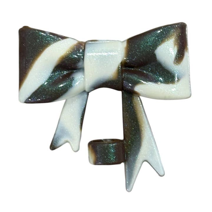 Mocha Swirl Shimmer Large Bow - Silicone Straw Topper 10mm for wholesale by Olive Lane Accessories