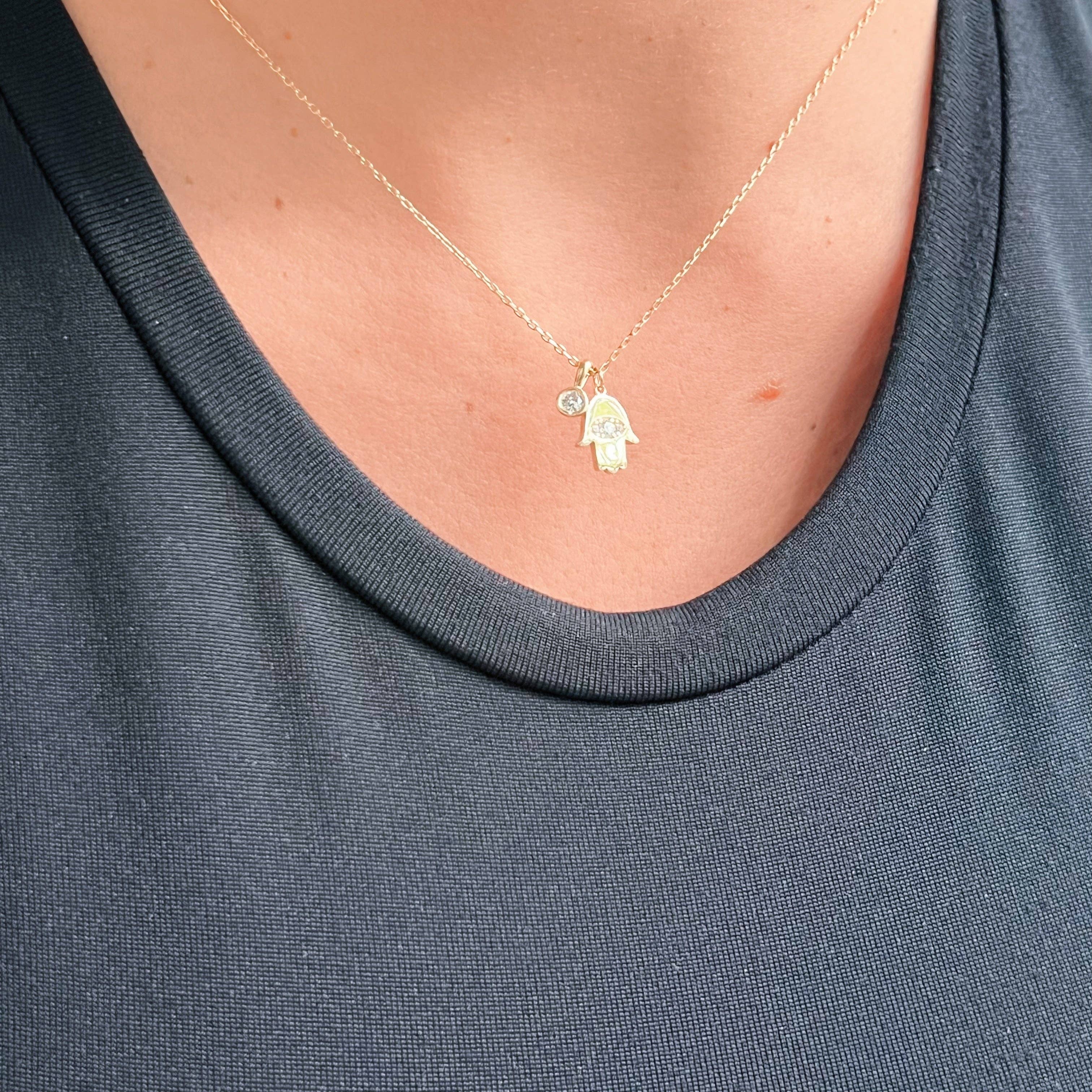 Wholesale I Carry Light and Protection — Hamsa Duo Necklace for