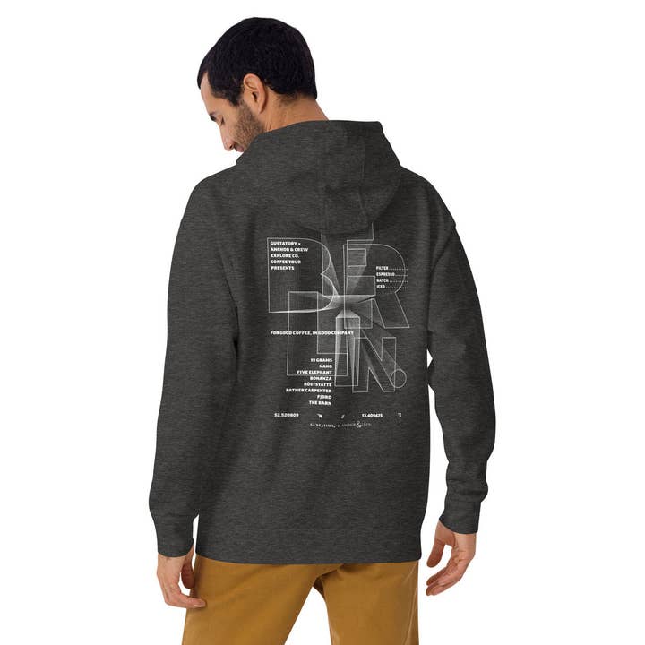 GUSTATORY Berlin Coffee Scene Cotton Blend Embroidered Hoodie for wholesale by ANCHOR & CREW