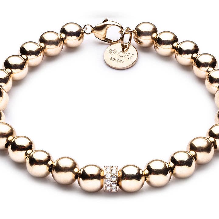 ZIVA MAXI - Kularmband med glitterelement - 8 mm - guld för wholesale av CLASSYANDFABULOUS Jewelry