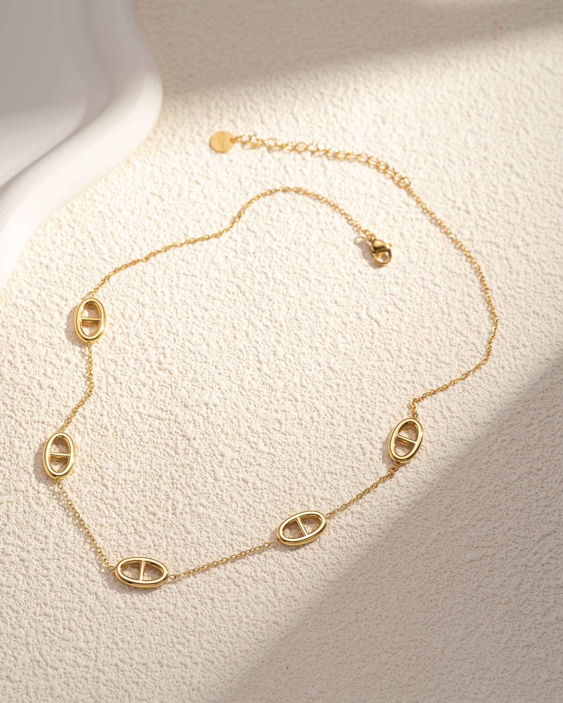 COSMOS - Wholesale Jewelry Set - Oval pattern necklace and earring set in stainless steel1