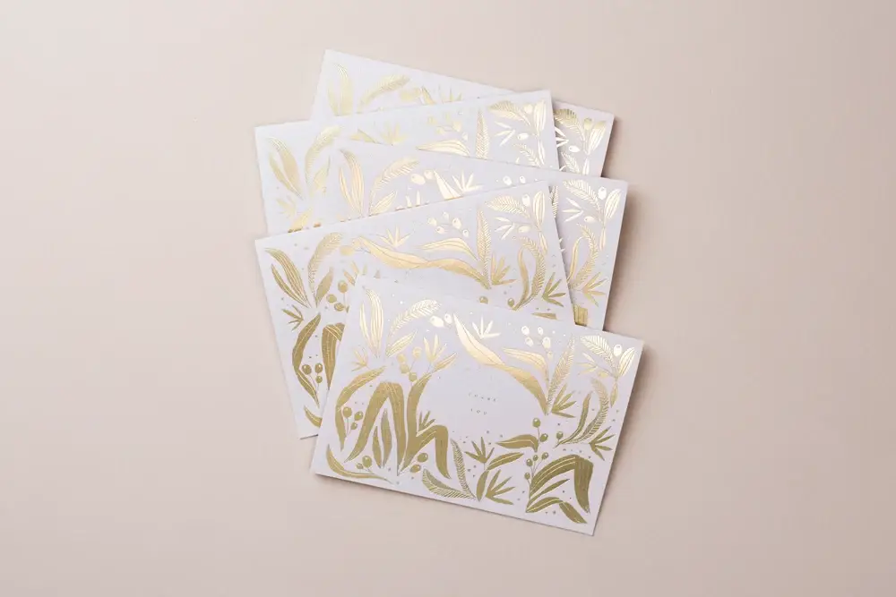 Katie Housley - Vente Cartes de remerciements - CARTE DE REMERCIEMENT BOTANIQUE DORÉE1