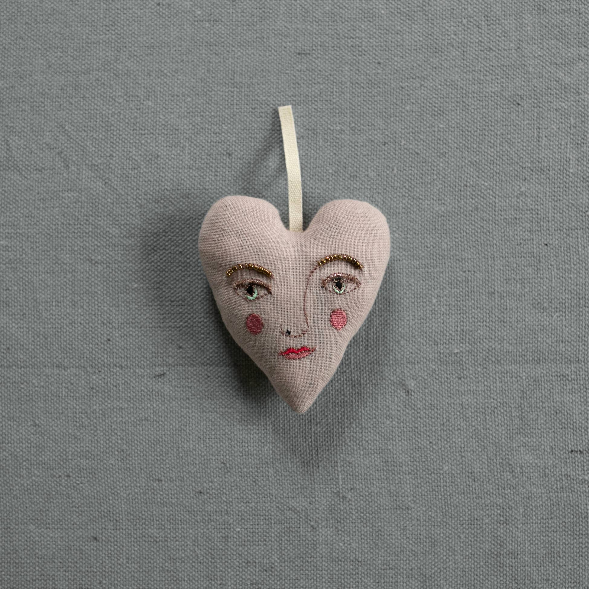 Skippy Cotton - Wholesale Ornament - Handsome Heart, lavender & cotton Ornament1