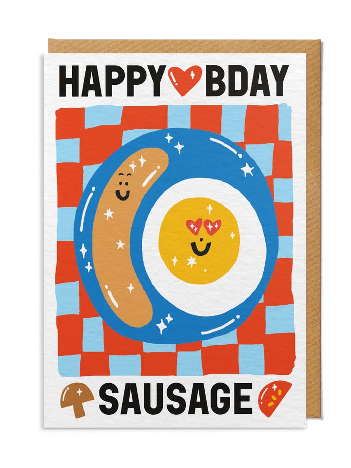 Birthday Card — "Happy Bday Sausage" Fry Up for wholesale by SANDERS DE ROEPER