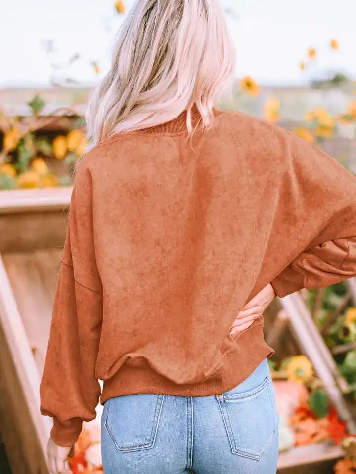 Lovesoft - Wholesale Sweatshirt - Women's - Green Drop Shoulder Crew Neck Pullover Sweatshirt8