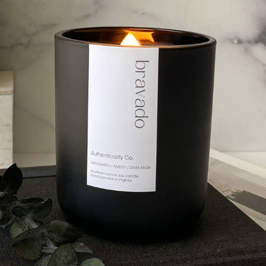Bravado Candle Wooden Wick Soy Candle for wholesale by Authenticality Co.
