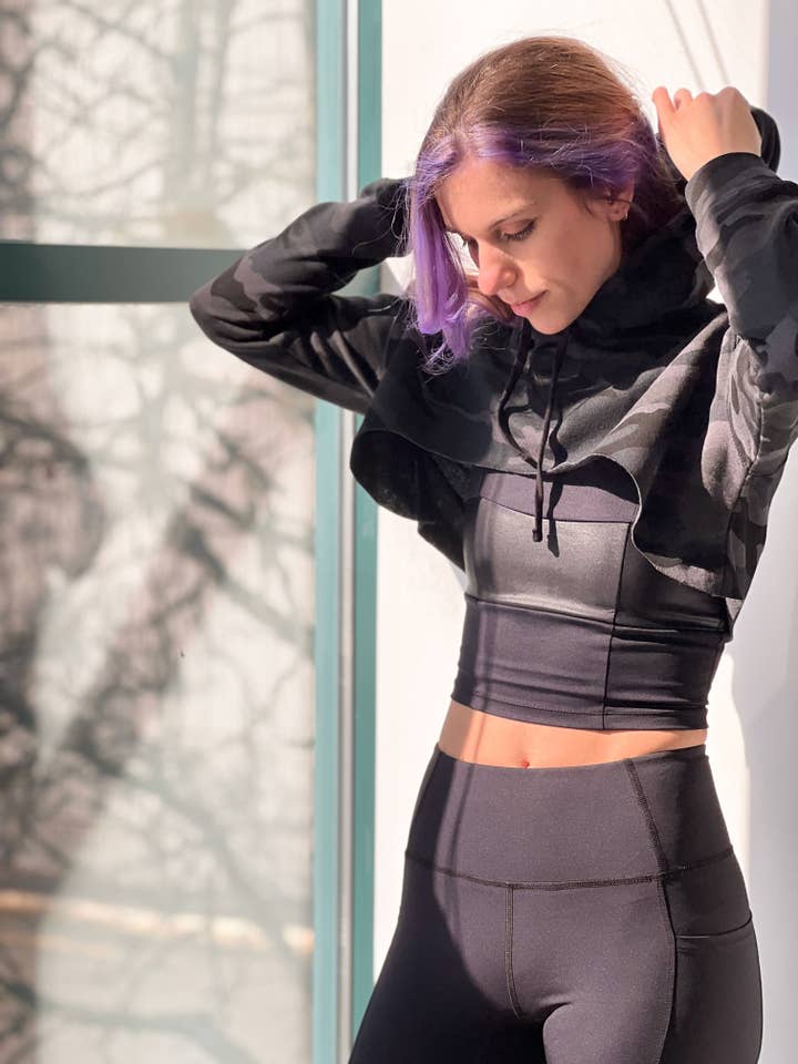 Extreme Crop Camo Hoodie for wholesale by Tonic Active