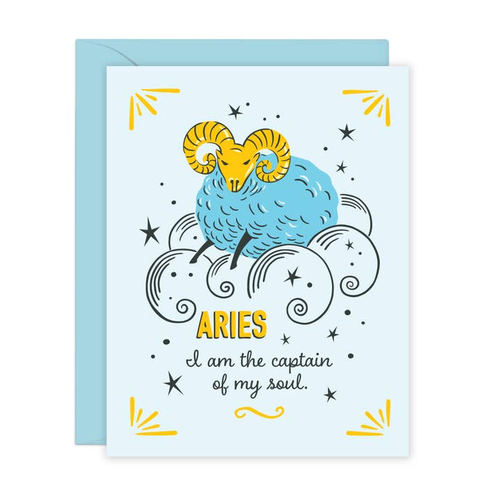 Aries Astrology Greeting Card W/ Inspiring Message for wholesale by Lucy Loves Paper