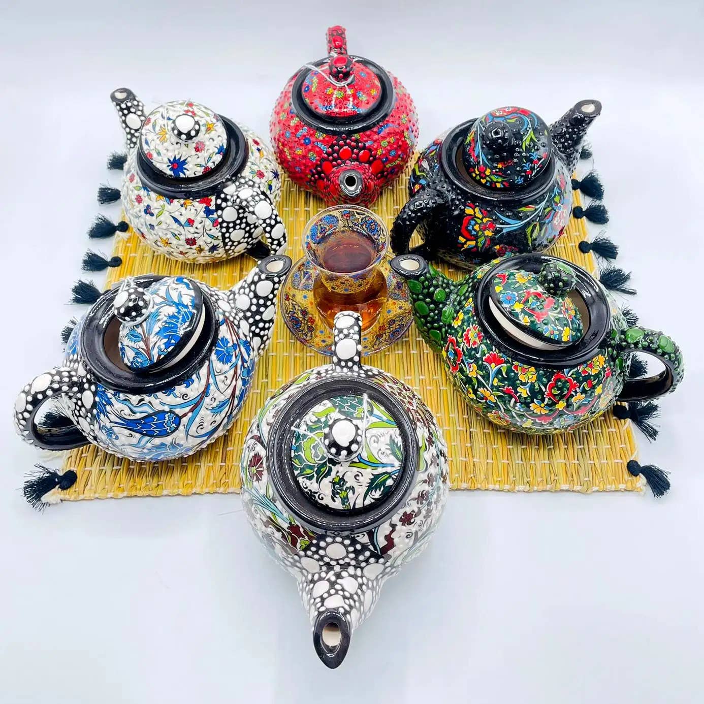 Etnico del Mondo - Vente Théière - Théière Turque Ethnique En Céramique Avec Décor En Relief #135