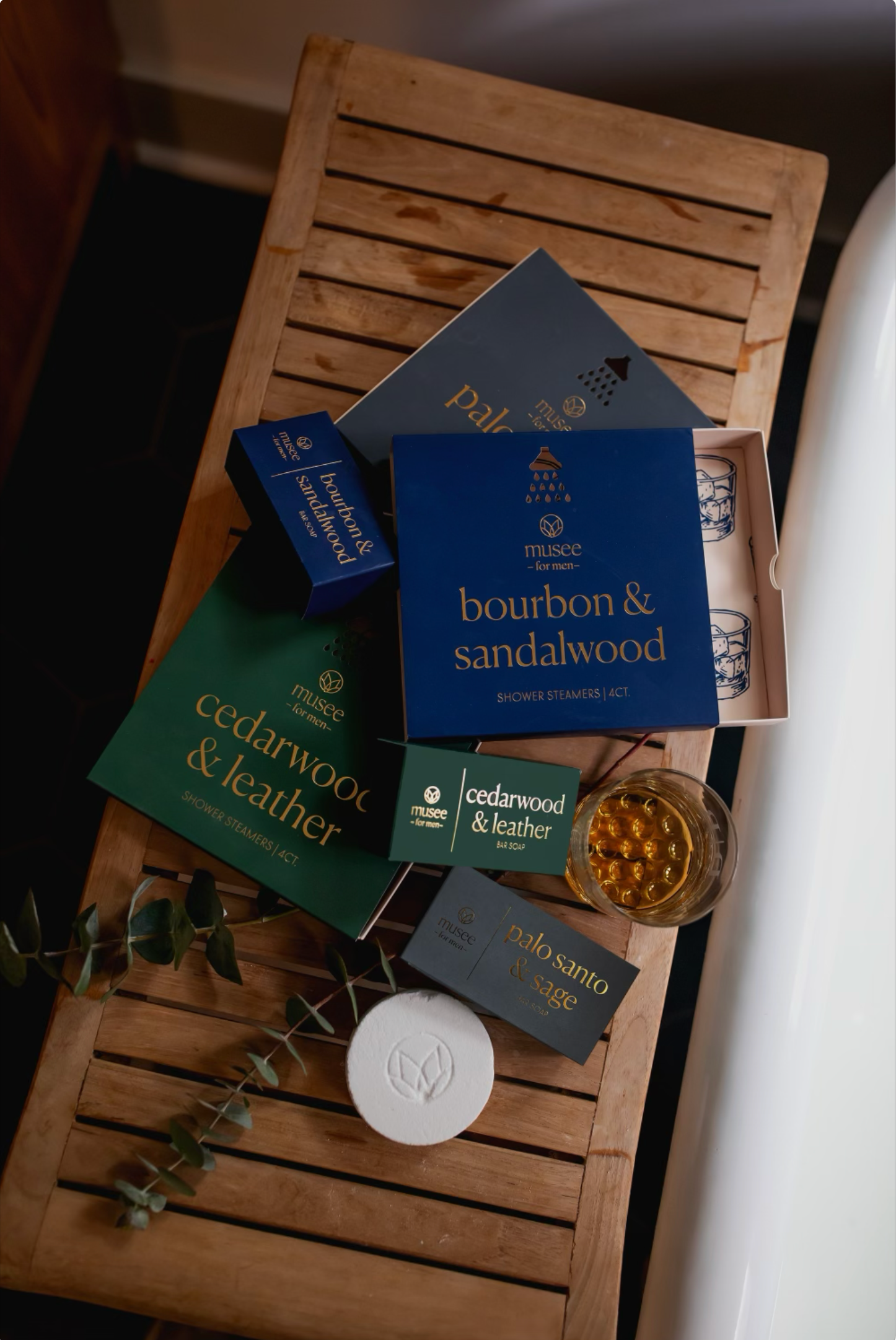 Musee - Wholesale Shower Steamer/Bomb - Cedarwood & Leather Shower Steamers2