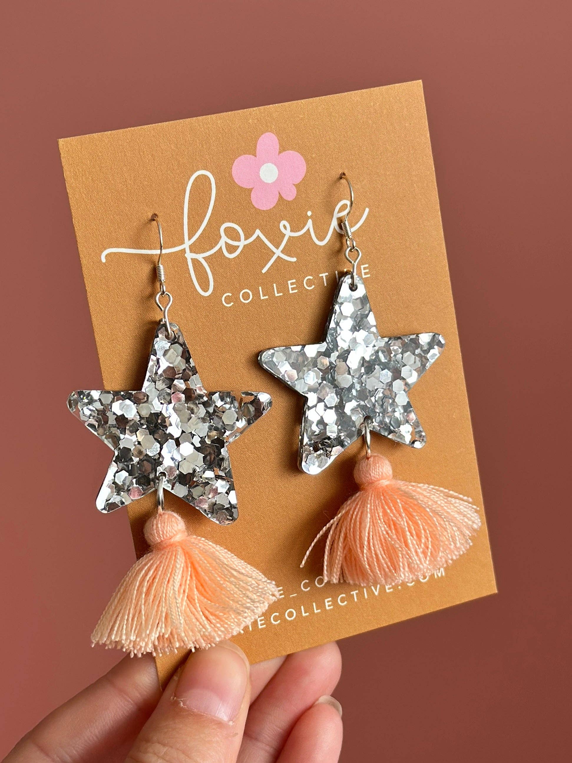 Foxie Collective - Wholesale Dangle Earrings - Custom Star Dust Dangles | Silver or Gold | Select Tassel Colour | WHOLESALE6