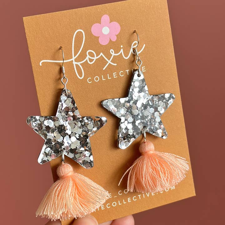 Foxie Collective - Wholesale Dangle earrings - Custom Star Dust Dangles | Silver or Gold | Select Tassel Colour | WHOLESALE6
