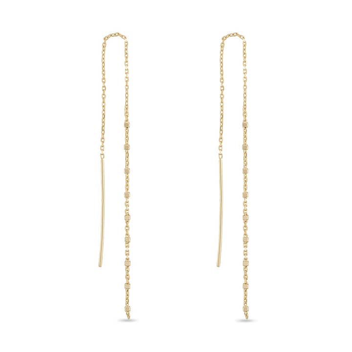 14k Vermeil Mini Bead Chain Drop Threader Earrings for wholesale by Emily Volaski