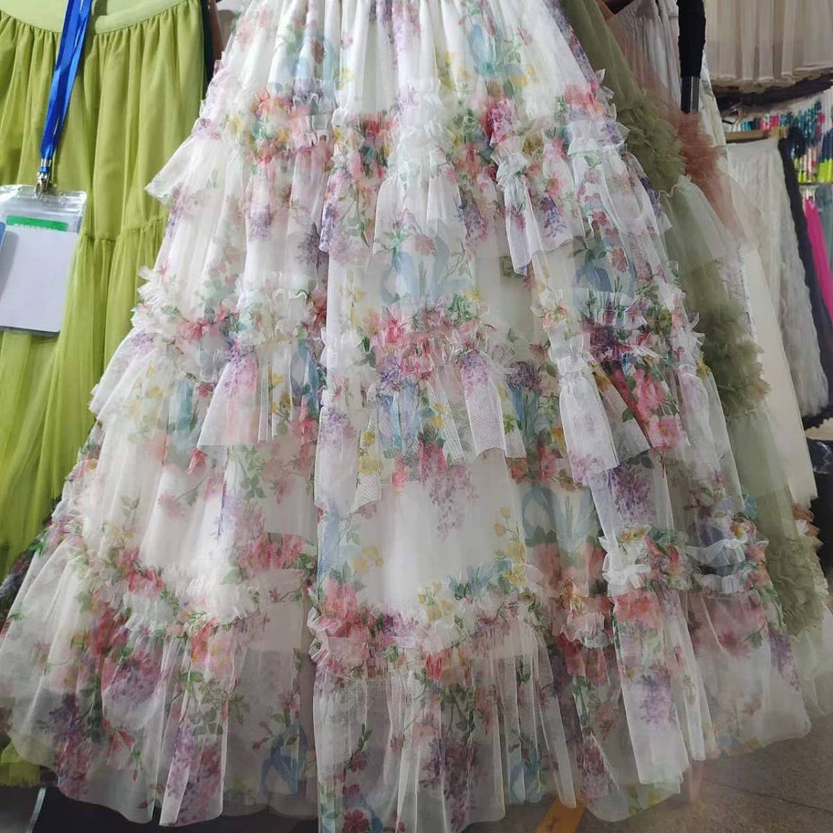 ACCITY - Wholesale Skirt - Women's - COLORFUL FLORAL MESH PRINT PLEATED TULLE SKIRT_CWBLS03995