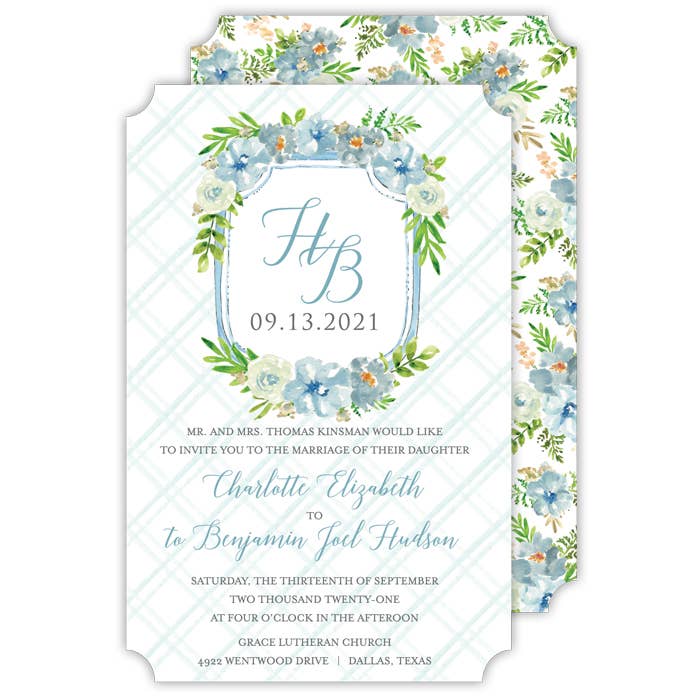 Crest Blue Florals - Grande fustellato piatto per la vendita all'ingrosso da parte di RosanneBeck Collections