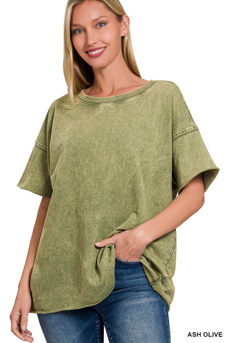 42POPS - Wholesale T-Shirt - Women's - ".._ Washed French Terry Loose fit Top Reg/Plus5