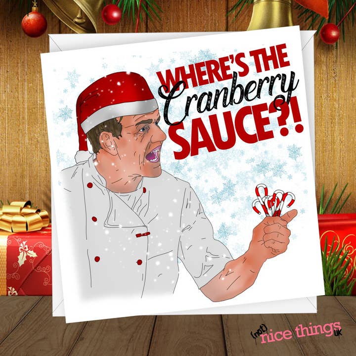 Ramsay Cranberry Sauce Christmas Card | Funny Christmas Card for wholesale by NotNiceThings