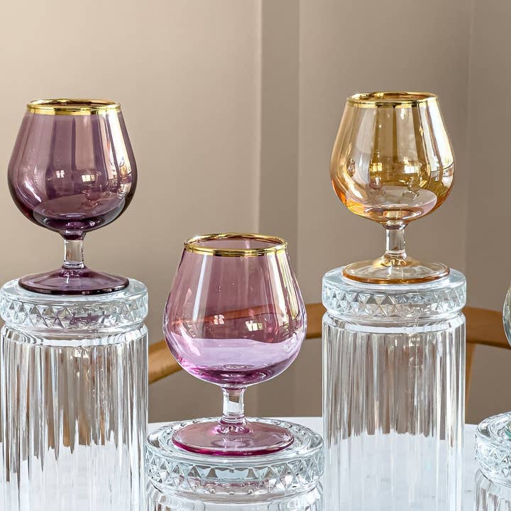 Alegria Glass - Venta al por mayor Vaso de chupito - Gafas de chupito con forma de globo de colores vintage Mona