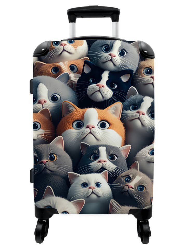 Koffer mit Katzen-Motiv – Grau – Muster mit Tieren für den Großhandel von MuchoWow