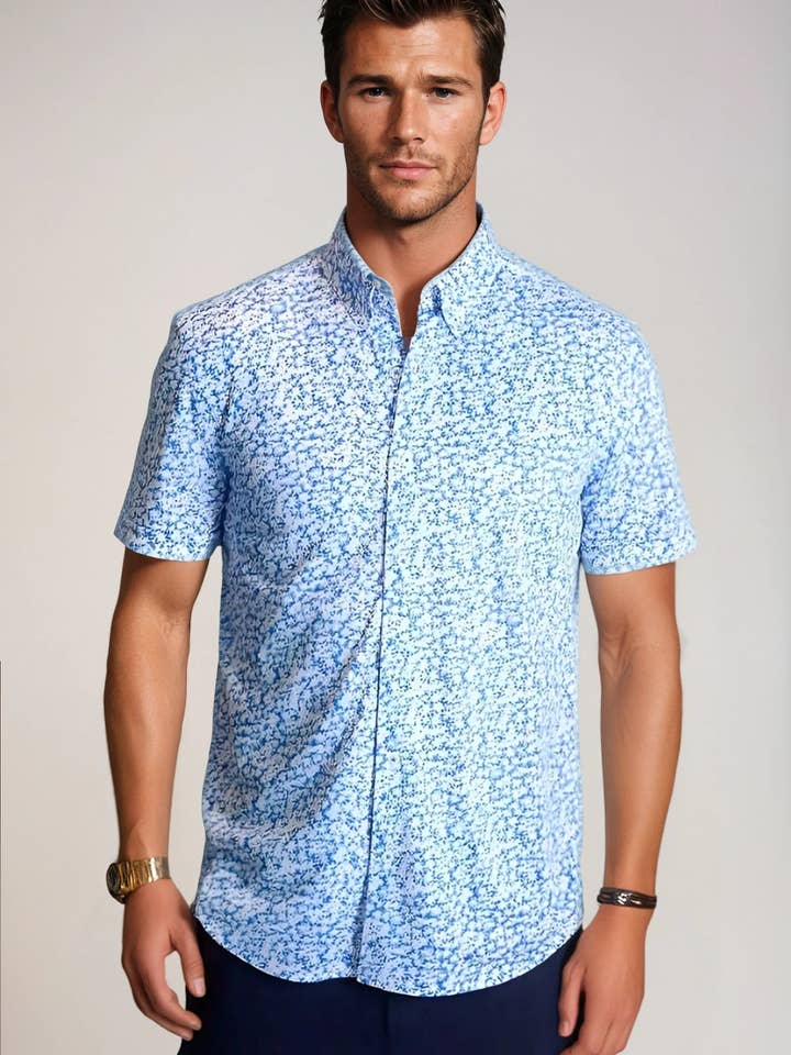 Five-O Floral Short Sleeve Tech Shirt for wholesale by Buki