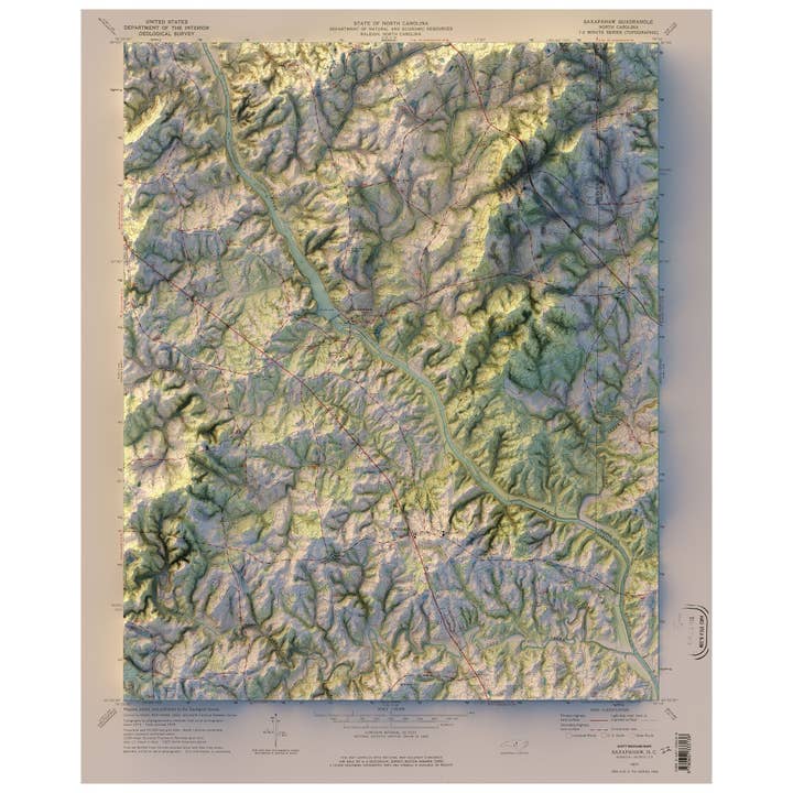 Saxapahaw, North Carolina for wholesale by Scott Reinhard Maps