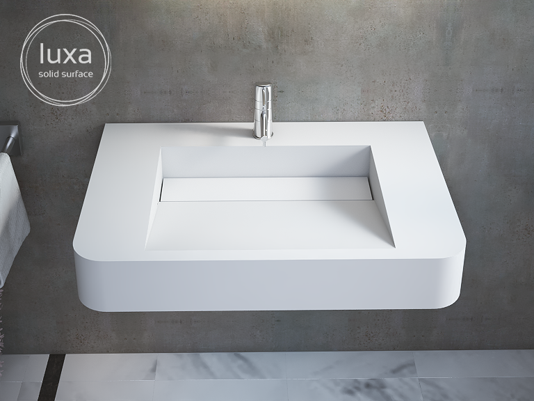 BAINS NEO - Wholesale Bathroom Sign - Rectangular suspended basin in solid surface "COJUN"0