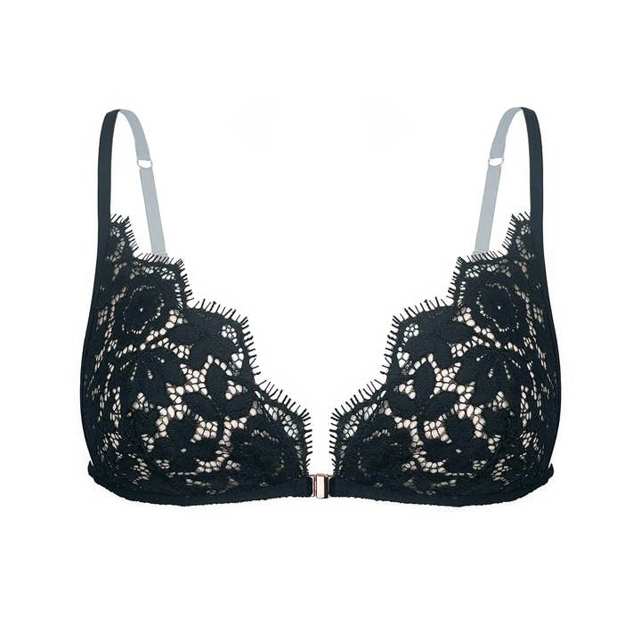 Frisson Driehoek Bralette Zwart voor wholesale door Monique Morin Lingerie