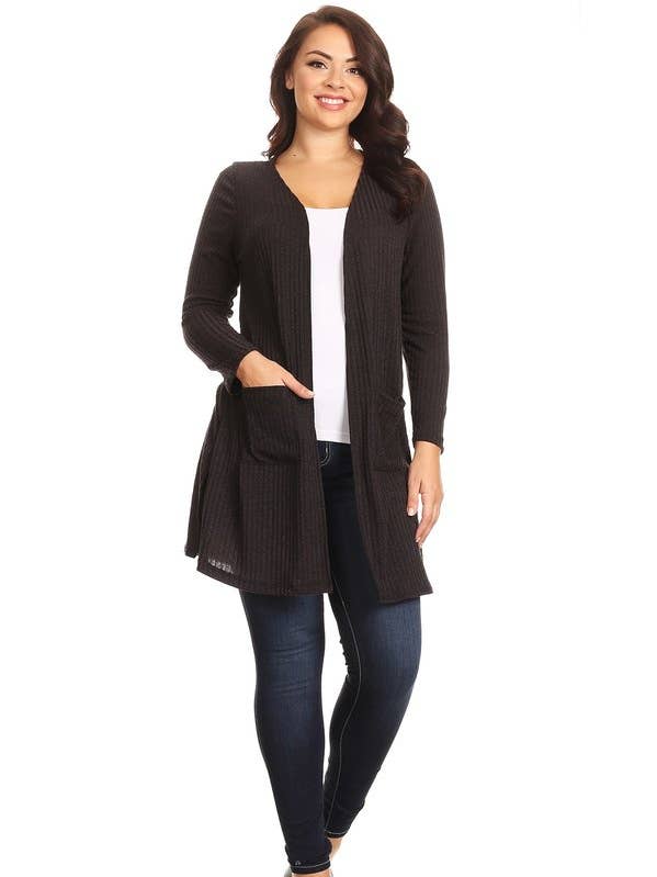 Cárdigan maxi de punto con gofres para venta al por mayor de VIBE Apparel Co