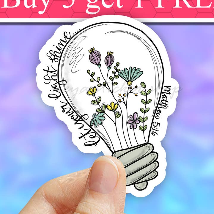 Neya Sticker Shop - Vente Autocollant - Autocollants chrétiens, Let your light shine, autocollant floral0