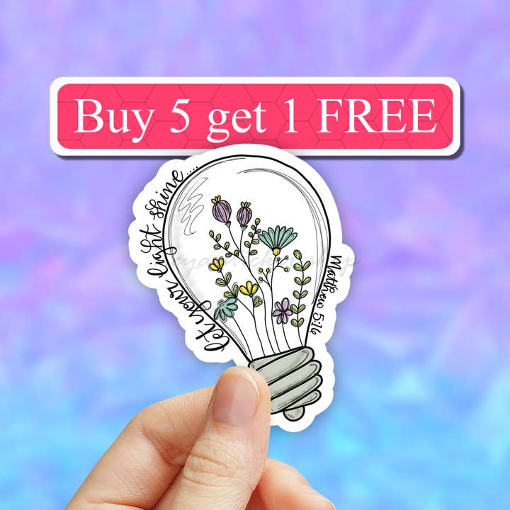 Neya Sticker Shop - Wholesale Sticker - Christian Stickers, Let your light shine Floral bulb sticker