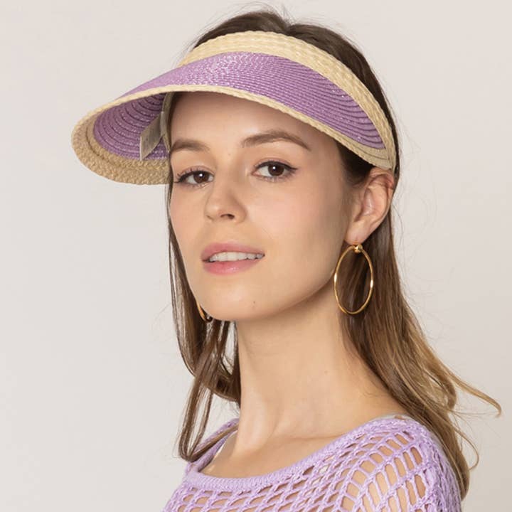 Fashion City - Wholesale Visor – Women's - Colored Straw Sun Visor Sun Hat10