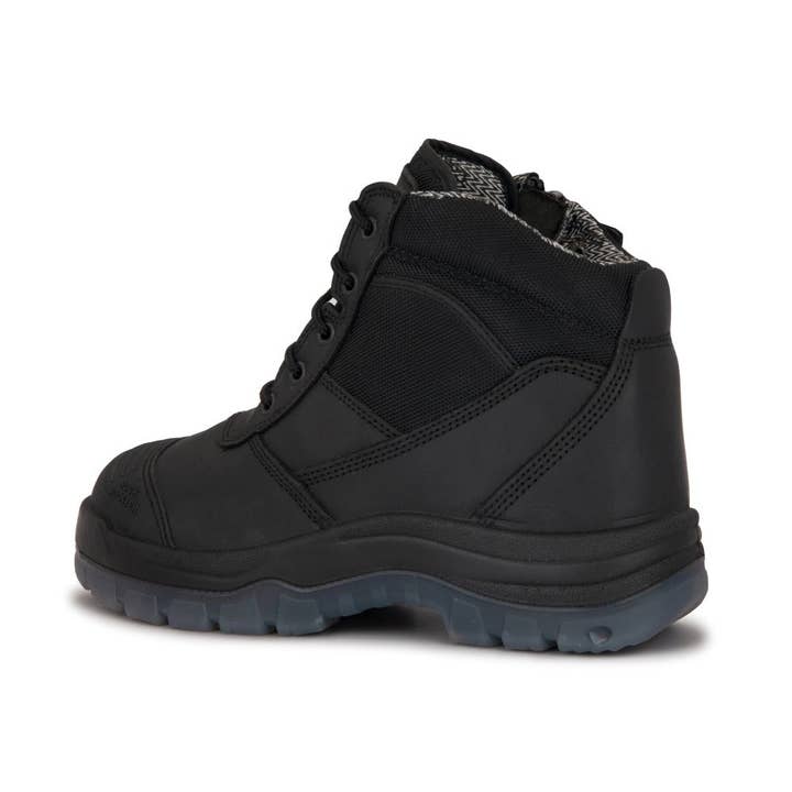 Rock Rooster Footwear - Wholesale Boots - Unisex - ROCKROOSTER Crisson Black 6 inch Zip sided Steel Toe Leather Work Boots AK050BK3