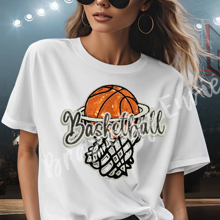 Basketball Patch| Great for Game Day| Beautiful Basketball Sequin and Chenille Patch for wholesale by Brazenly Envied