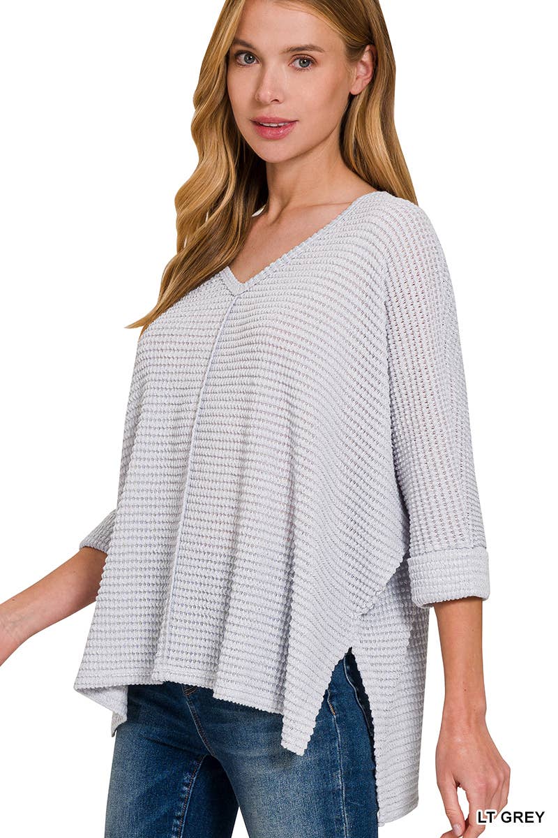 42POPS - Wholesale Knit Sweater - Women's - `.V Neck Hi Low Hem Jacquard Sweater6