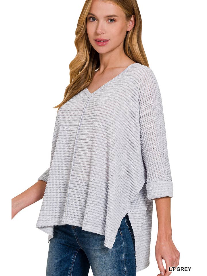 42POPS - Wholesale Knit Sweater - Women's - `.V Neck Hi Low Hem Jacquard Sweater6