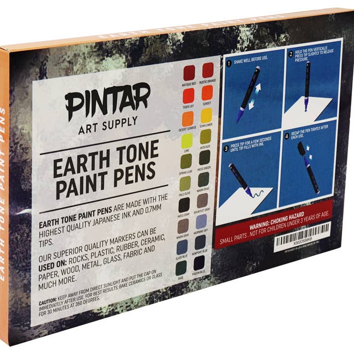 Pintar Art Supply - Wholesale Marker - Pintar Earth Tone Color 20 Pack Paint Pens Acrylic Paint Pen Set with Extra Fine 0.7mm Tip | Use on Rocks, Canvas, Glass, Ceramics, Plastic, Porcelain5