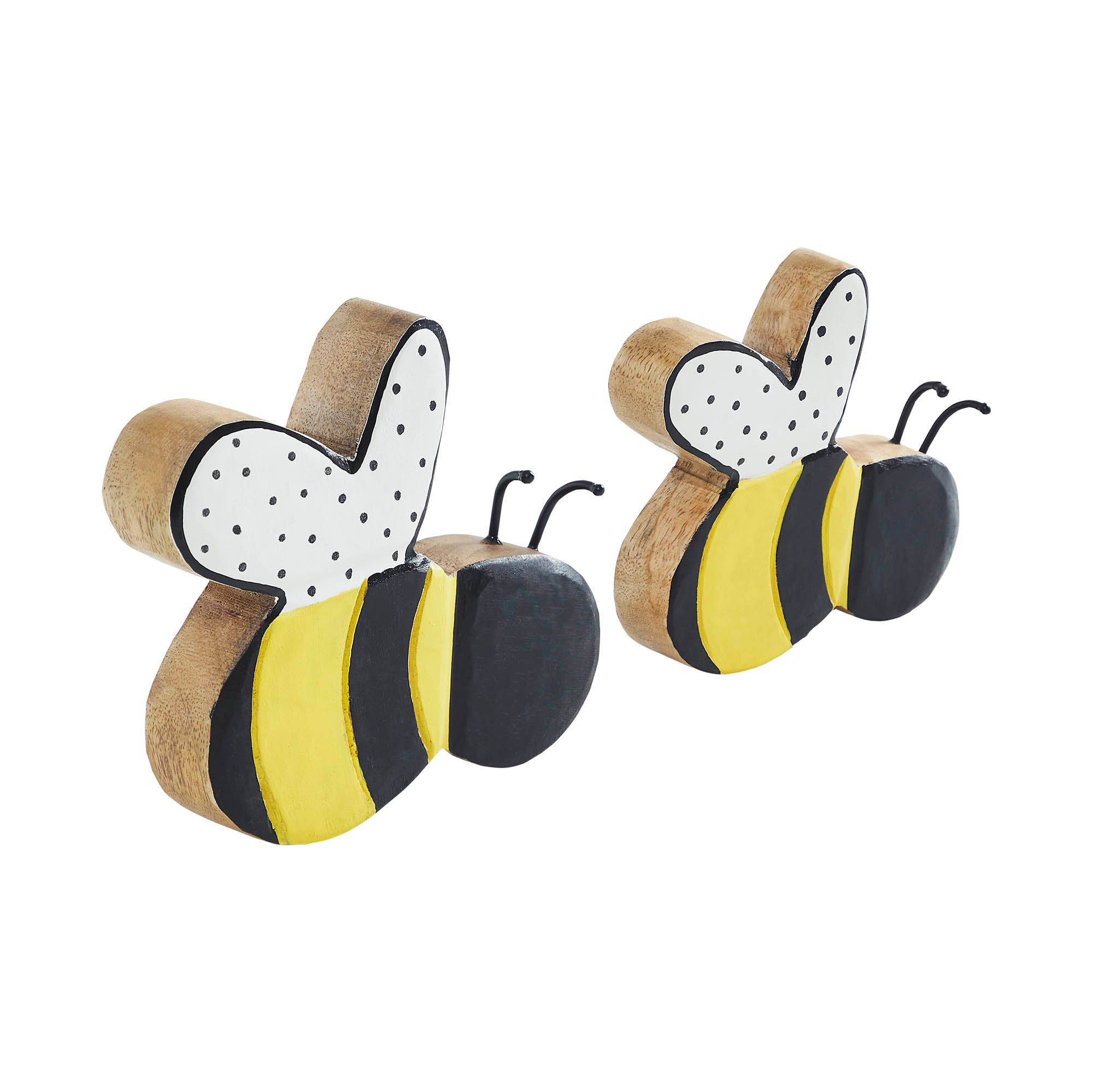 VHC Brands - Vente Décorations de table - Lot de 2 tailles d'abeilles en bois peint Buzzy Bees3