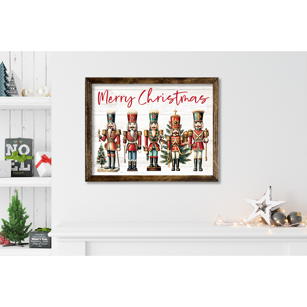 Jarmz Designs – wholesale Christmas Wall Art – TIMBERLAND FRAME MERRY CHRISTMAS NUTCRACKERS1