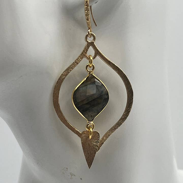 Ædelstensørering / Guld Marquise, Labradorit Marquise, Hjerte for engroshandel hos Ritzy Roxx