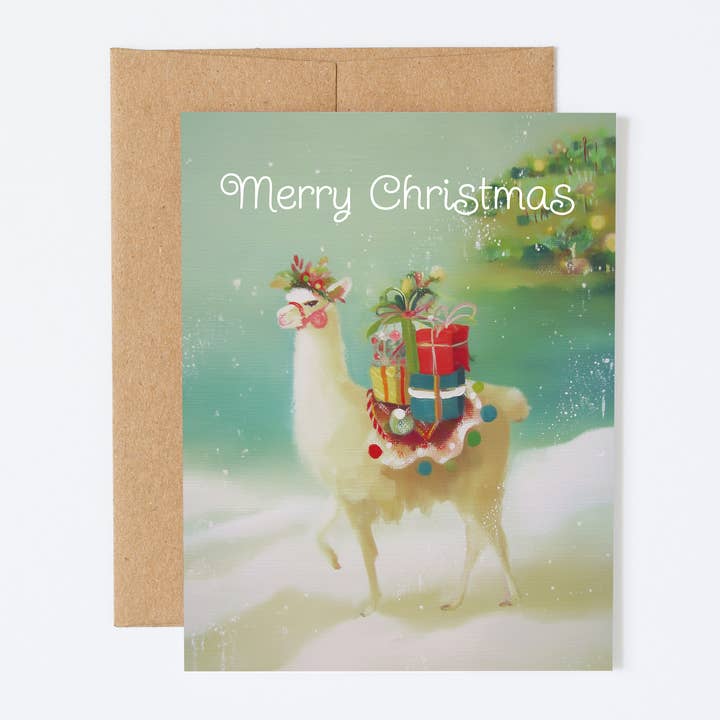 Klassisk Llama Julekort for engroshandel hos Silly Goose Greeting Co.
