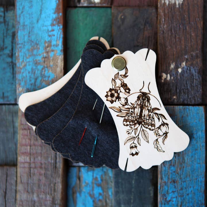 Moth Needle Minder for Sewing & Embroidery Crafts for wholesale by Sunrise Grove