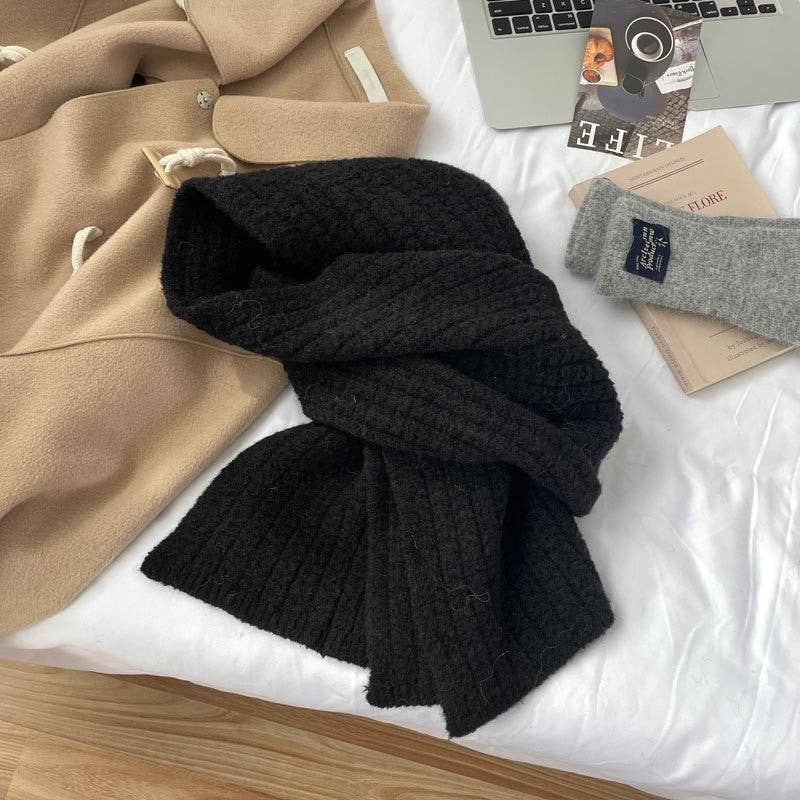 MoodGold - Wholesale Scarf - Women's - Solid Color Wool Blend Knit Scarf4