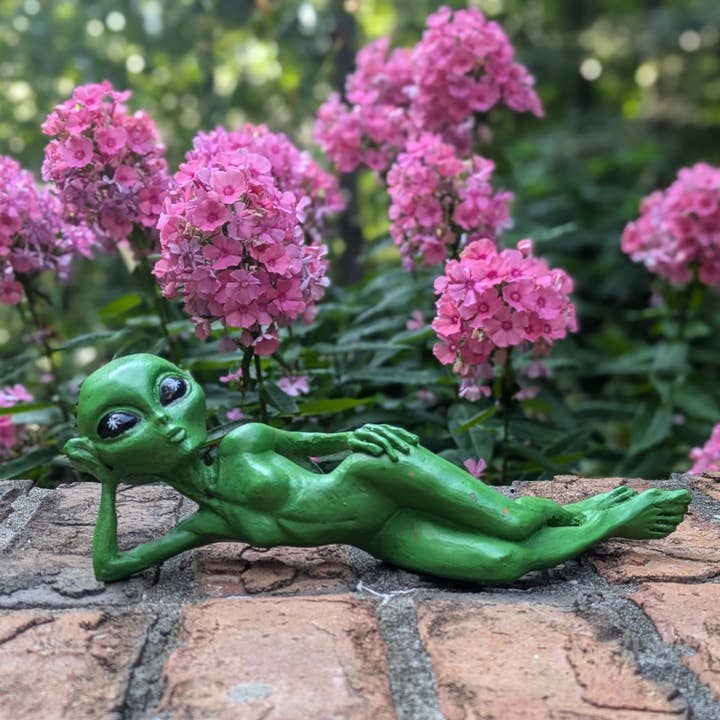 John Bernard & Company - Wholesale Outdoor Ornament/Decor - Alien Invasion Sexy 10” long Lying Female Alien Statue 5