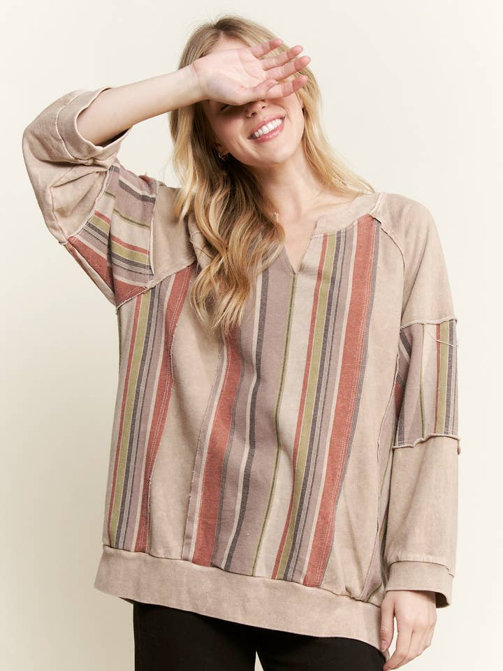 MineralWashed Striped top HT5992 for wholesale by J.Her