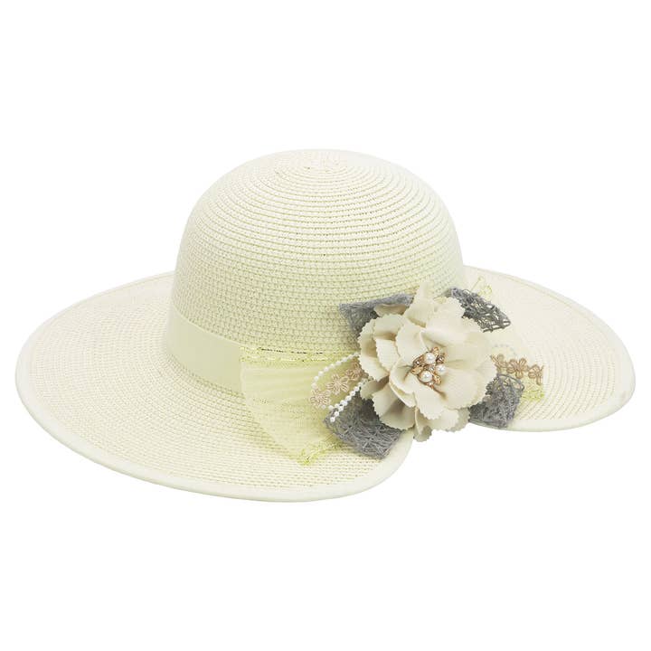 Assorted Floral Fascinator Floppy Paper Straw Sun Hat for wholesale on Faire1